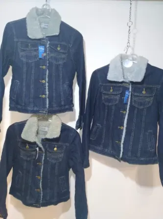Campera de Jeans con Corderito Flores