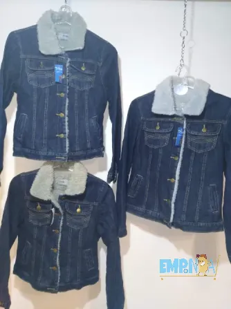 Campera de Jeans con Corderito Flores - imagen 1