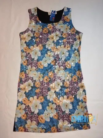 Vestido Corto Con Lentejuelas y Flores Flores - imagen 1