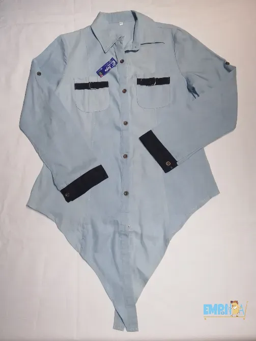 Camisa Símil Jeans con Nudo en puntas Flores - imagen 1