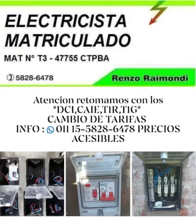 Electricista matriculado copime caba y CTPBSAS Balvanera