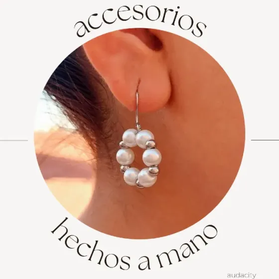 Aros de acero quirúrgico colgantes perlas Mendoza