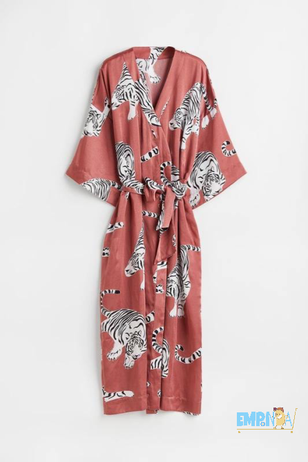 Elegante kimono de satén con estampado de tigres – H&M Flores - imagen 1