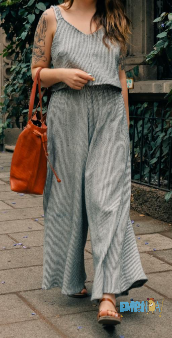 Conjunto de verano hecho a mano – 100% algodón (pantalón, top y sobrecamisa) Flores - imagen 3