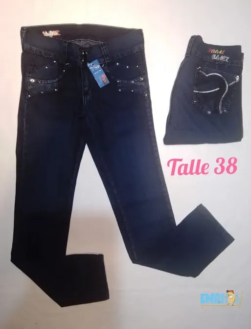 Jeans De Mujer Talle 38 Flores - imagen 1
