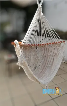 Ecru Macramé Hanging Hammock Swing Chair Recoleta - photo 1