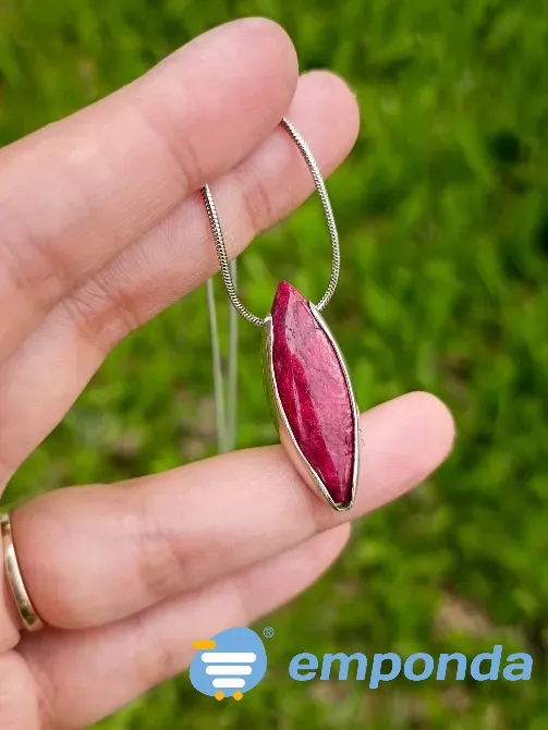 Collar con piedra Jaspe engarzada en Alpaca - Artesanal | Amyria Concepción del Uruguay - imagen 1