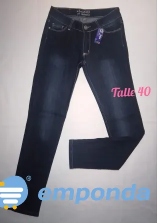 Jeans Oscuro De Mujer, Talle:40 Flores - imagen 1