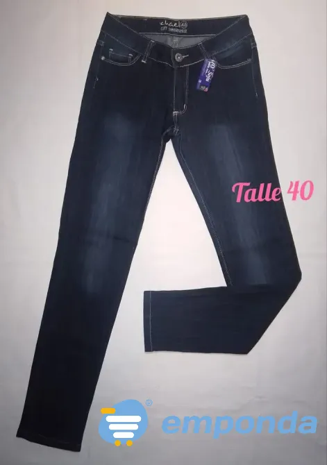 Jeans Oscuro De Mujer, Talle:40 Flores - imagen 1