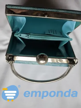 Bijoux Terner metal and reptile-like metal clutch bag Versalles - photo 5