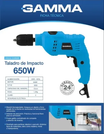 Taladro GAMMA 650W Almirante Brown