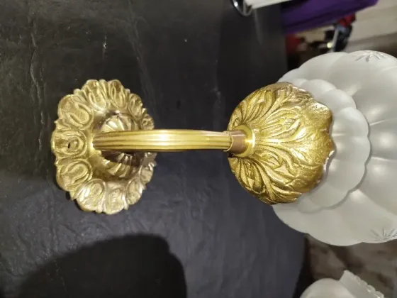 Tulipas de vidrio con base de bronce Lanús