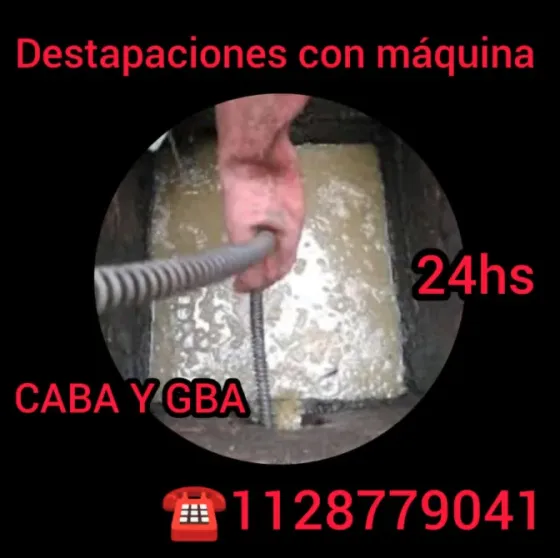 Destapaciones de cañerias, baños, cocinas, cloacas, rejillas, etc Morón