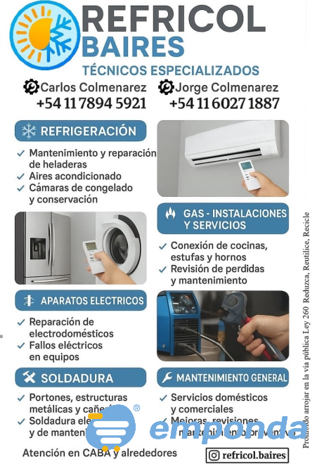Refrigeración electricidad aparatos eléctricos gas soldadura Belgrano - imagen 1