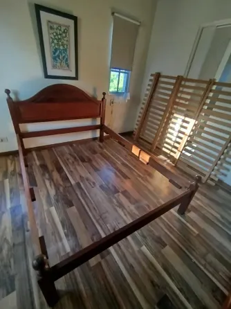 Cama 2 plazas de algarrobo muy buen estado - Colchón opcional Villa Urquiza
