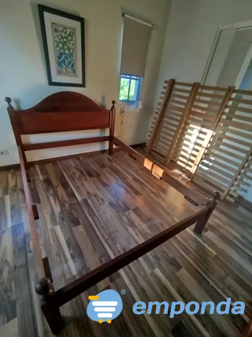 Cama 2 plazas de algarrobo muy buen estado - Colchón opciona Villa Urquiza - imagen 4