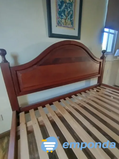 Cama 2 plazas de algarrobo muy buen estado - Colchón opciona Villa Urquiza - imagen 3