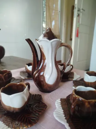 Juego de café y cafetera vintage usado Villa Urquiza
