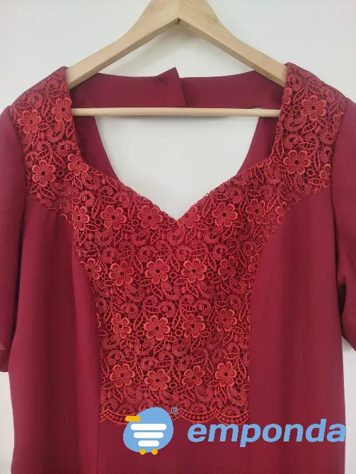 Vestido elegante bordo usado una vez Villa Urquiza - imagen 5