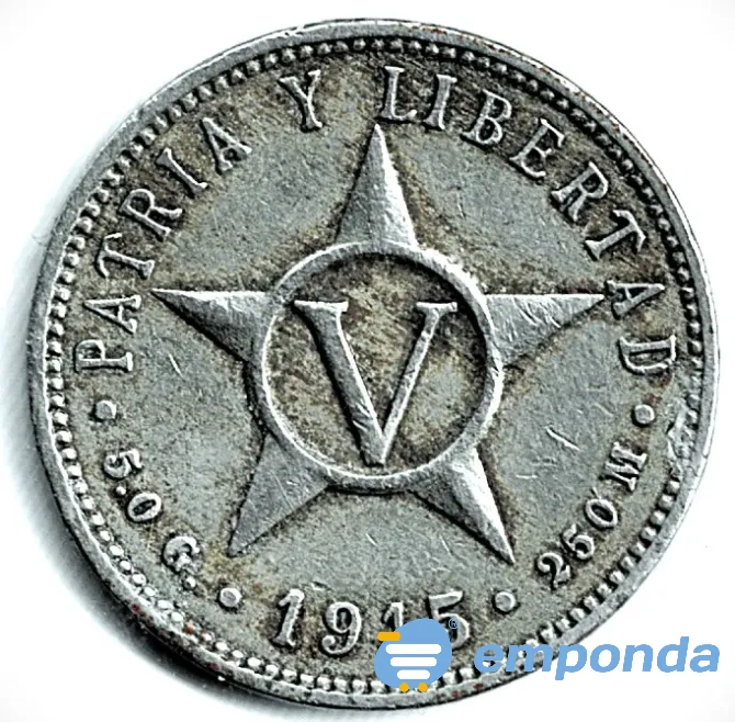 Moneda de Cuba 5 centavos 1915 muy pocas unidades Villa Crespo - imagen 1