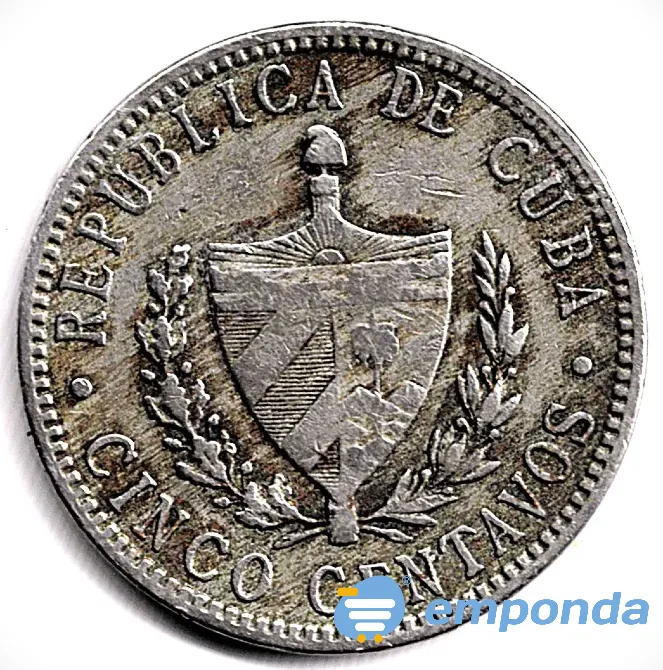 Moneda de Cuba 5 centavos 1915 muy pocas unidades Villa Crespo - imagen 2