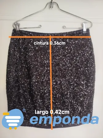 Falda mini lentejuelas forrada usada Villa Urquiza - imagen 7