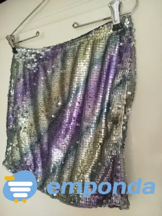 Falda mini elastizada en lentejuelas nueva Villa Urquiza - imagen 2