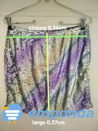 Falda mini elastizada en lentejuelas nueva Villa Urquiza - imagen 6