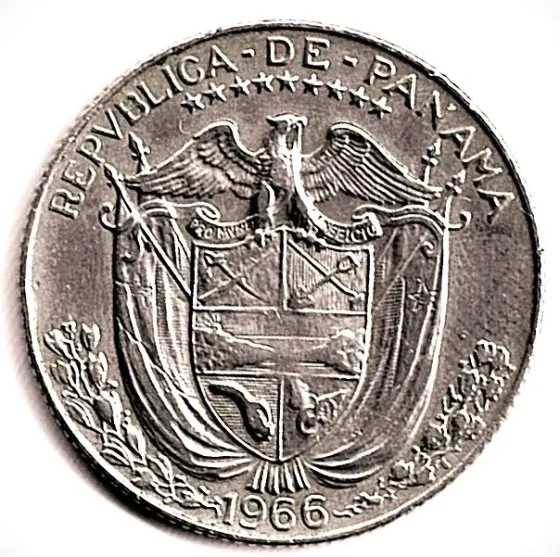 Moneda de Panamá 1/4 de balboa 1966 Villa Crespo