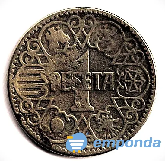 Moneda de España 1 peseta 1944 con una letra P Villa Crespo - imagen 2