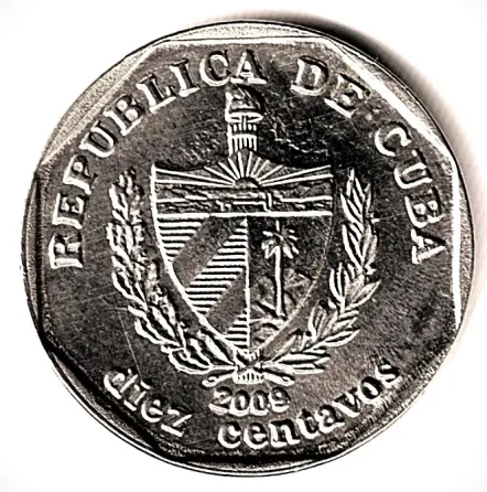 Moneda de Cuba 10 centavos 2009 sin circular Villa Crespo