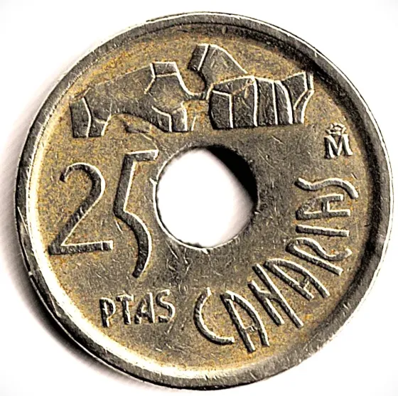 Moneda de España 25 pesetas 1994 Canarias muy buena pieza Villa Crespo