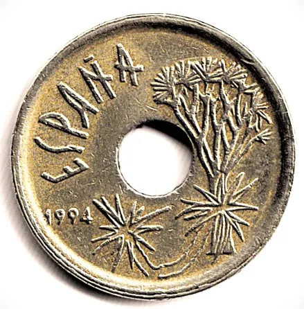 Moneda de España 25 pesetas 1994 Canarias muy buena pieza Villa Crespo