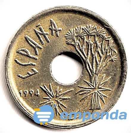 Moneda de España 25 pesetas 1994 Canarias muy buena pieza Villa Crespo - imagen 2