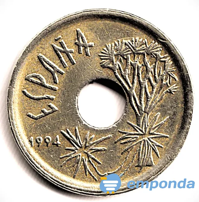 Moneda de España 25 pesetas 1994 Canarias muy buena pieza Villa Crespo - imagen 2