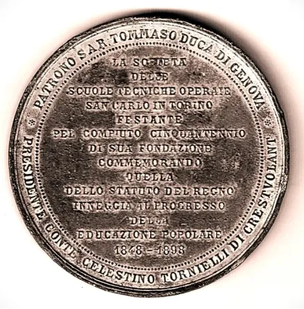 Medalla 50 aniversario de la Escuela Técnica de Torino Villa Crespo