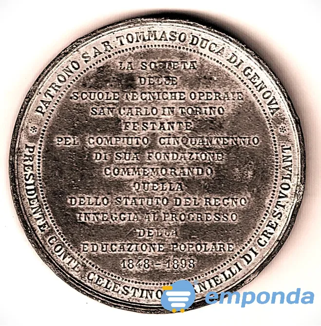 Medalla 50 aniversario de la Escuela Técnica de Torino Villa Crespo - imagen 2