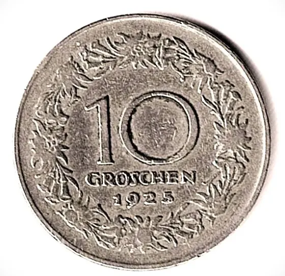 Moneda de Austria 10 groschen 1925 VF +++++ Villa Crespo