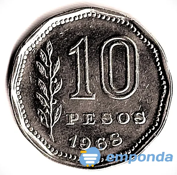 Moneda de Argentina 10 pesos 1968 muy buena Villa Crespo - imagen 2