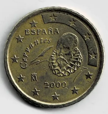 Moneda de España 50 cent de euro 2000 VF +++ oro nórdico Villa Crespo