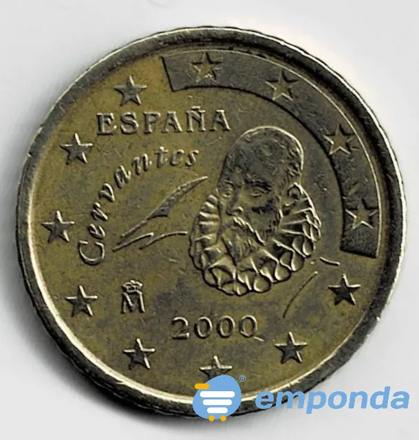 Moneda de España 50 cent de euro 2000 VF +++ oro nórdico Villa Crespo - imagen 2