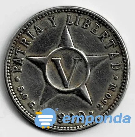 Moneda de Cuba 5 centavos 1920 VF +++++ hay muy pocas Villa Crespo - imagen 1