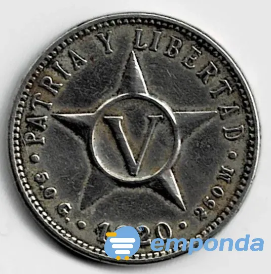 Moneda de Cuba 5 centavos 1920 VF +++++ hay muy pocas Villa Crespo - imagen 1