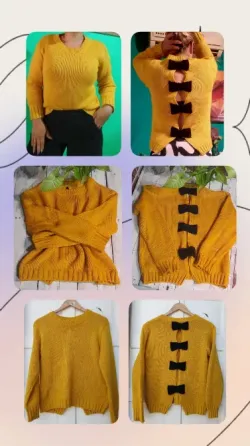 Sweater acrilico mostaza con moños Berazategui