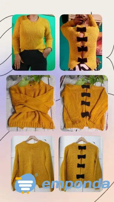 Sweater acrilico mostaza con moños Berazategui - imagen 2