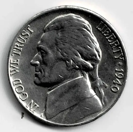 Moneda de EE UU 5 cent 1940 II Guerra Mundial excelente Villa Crespo