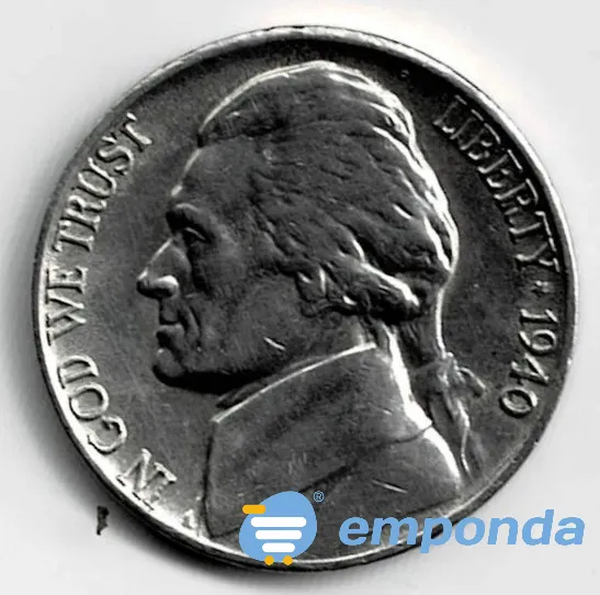 Moneda de EE UU 5 cent 1940 II Guerra Mundial excelente Villa Crespo - imagen 1