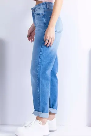 Jean rigido tiro alto mom Scombro jeans Berazategui