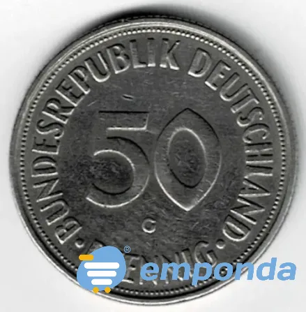 Moneda de Alemania 50 pfenning 1950 G muy buena Villa Crespo - imagen 2