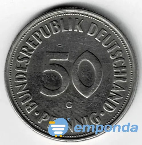 Moneda de Alemania 50 pfenning 1950 G muy buena Villa Crespo - imagen 2